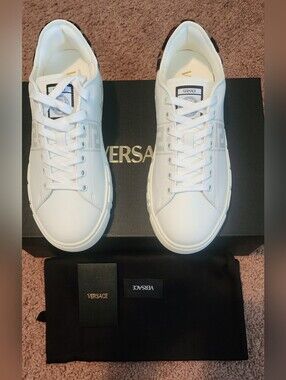 Versace Women's White Leather Low-Top Sneakers